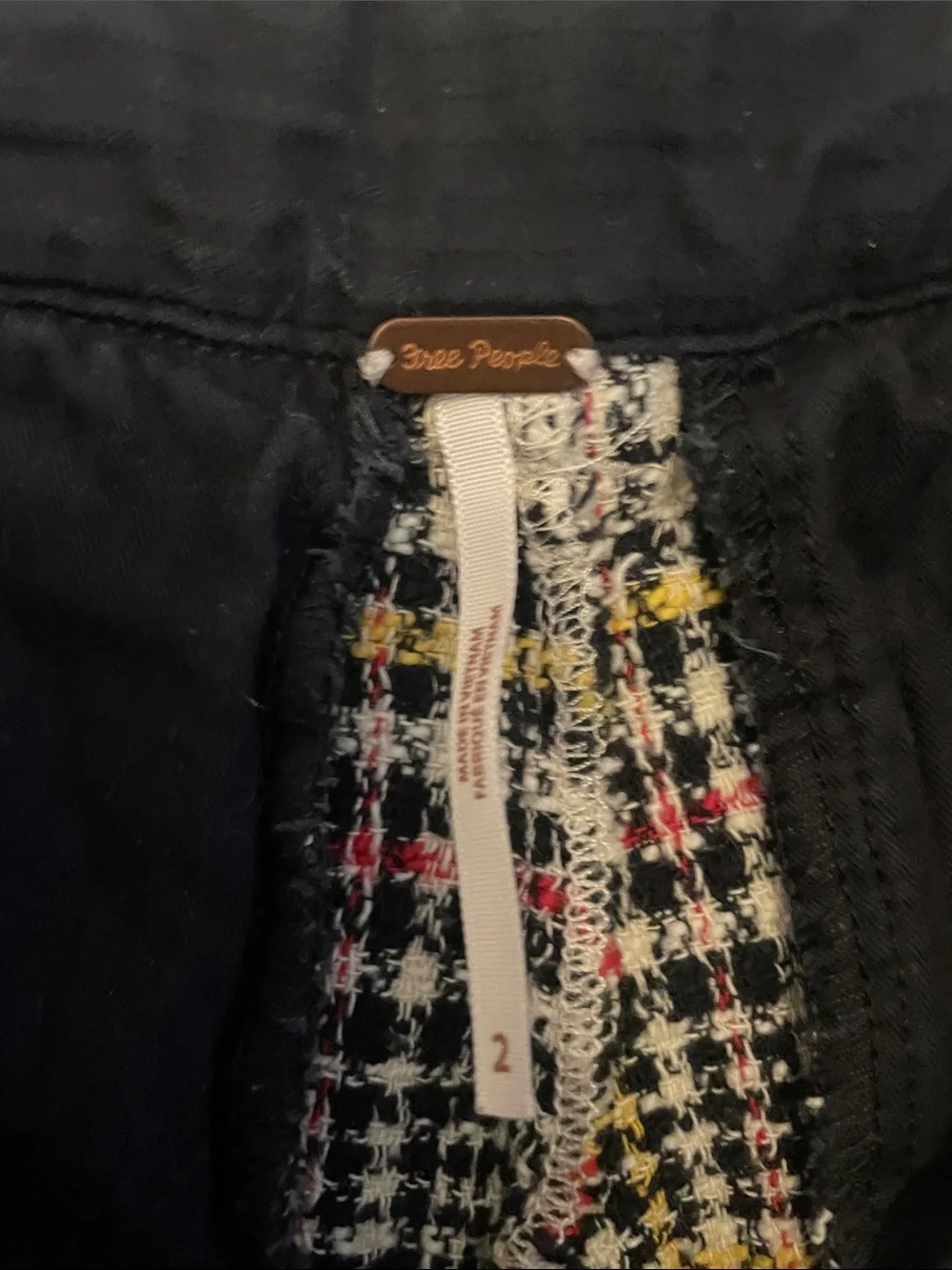 Free People Plaid Straight-Leg Pants with Burgundy Side Stripe